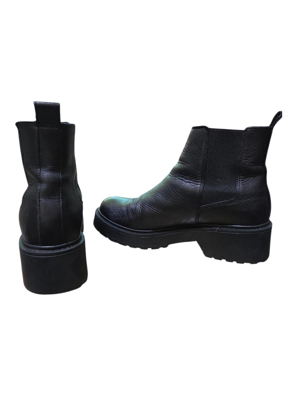 Steve Madden Black Leather Platform Chelsea Ankle Boots Size 8M - Picture 11 of 13